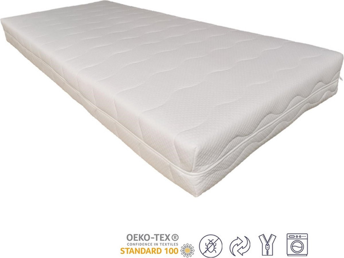 Merkloos Hybrid Pocketveringmatras met Koudschuim en 7 zones, 100 x 180 x 22 cm