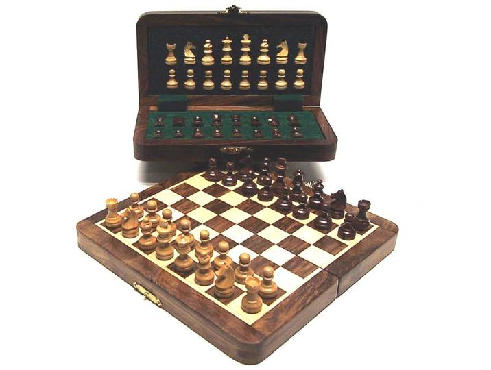 Hotsports Magnetisch Schaakspel - Reisversie - 20 × 10 cm Hout