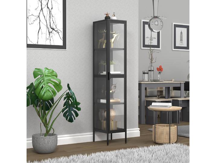 Vitrine sur pied Floka 30 x 160 x 35cm Noir/Noir