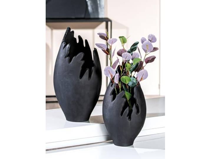 Casablanca Moderne Dekovase Aluminium - Vase modern Deko Wohnzimmer - Geschenk Geburtstagsgeschenk - Farbe: Anthrazith Höhe 33 cm