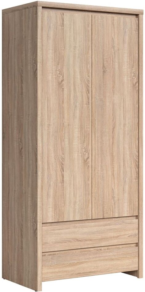 Petits meubles Armoire 2 portes 2 tiroirs naturelle Beige 90x201x56cm