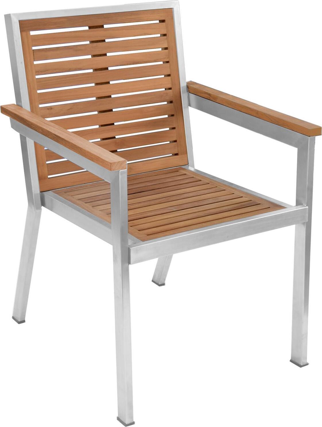 Stapelstuhl Dosazzo Edelstahl Teak Massivholz von Teako Design