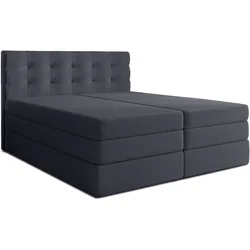 BOXSPRINGBETT FINIKE 160x200 cm mit Bettkasten und 2 Matratzen - Grau + TOPPER