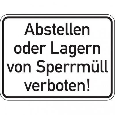 Dreifke® Hinweisschild, Abstellen oder Lagern von Sperrmüll ve - 400x300x2 mm Aluverbund