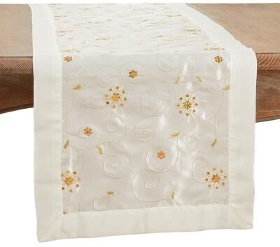 Saro Lifestyle Embroidered Table Runner With Sequined Design