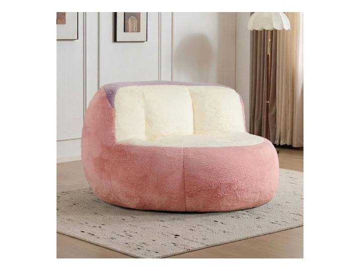 FELIXLEO Sitzsack XXL Sitzsack Sofa aus Kunstfell, Schwammfüllung Rosa Weiß Lila (1 St)