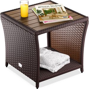 CASARIA Beistelltisch 109945, braun, aus Holz / Metall, quadratisch, (B/H) 45 x 40 cm, für Outdoor
