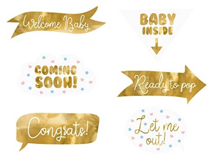 wYw 6 x Foto Beide Rekwisieten Kit - Baby Shower Party Collectie