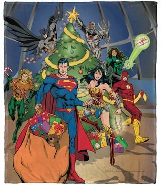 DC Comics DC Justice League Holiday Team Work Silk Touch Throw Blanket