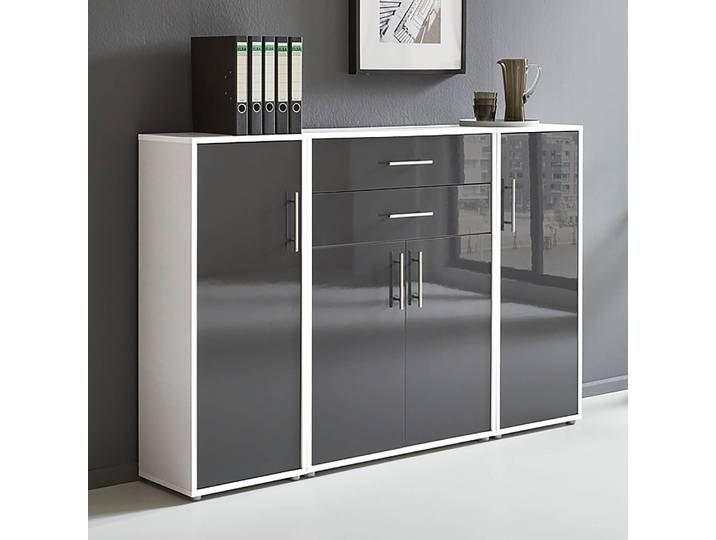Armoire murale - 3 éléments D 85 x 114 x 33cm Blanc/Anthracite/Blanc