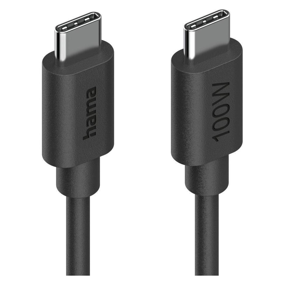 Hama USB-Kabel, USB-C - USB-C, 100W, 1,2 m, Schwarz (1.20 m, USB 2.0, 100 W) (00086448)