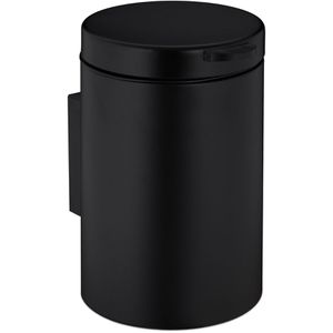 Relaxdays Mülleimer 10038562, schwarz, Kosmetikeimer aus Metall, Wandmontage, 3 Liter
