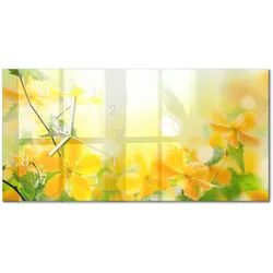 WANDUHR aus Glas 60x30 cm - Blumen