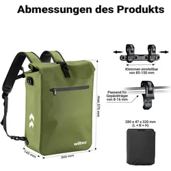 Wiltec, Velotasche, (25 l, Gepäckträgertasche)
