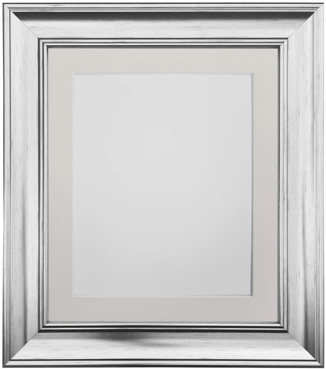 Zilveren fotolijst voor wanddecoratie met zuurvrije binnenrand, 40 x 50 cm