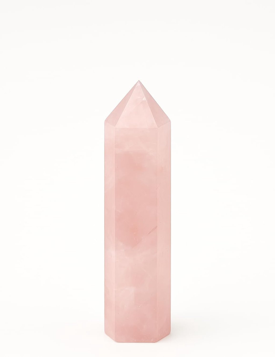 Handgepolijste rozenkwarts kristallen toren van 7-8 cm