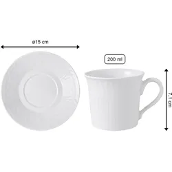 Villeroy & Boch, Tasse, Kaffeetasse mit Untertasse Cellini (200 ml, 6x)