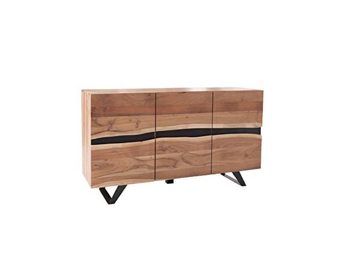 invicta INTERIOR Massives Sideboard Amazonas 150cm Akazie Baumkante Metall schwarz Massivholz Kommode Massivholzschrank Schrank Anrichte