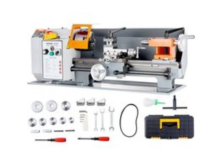 VEVOR Metalldrehmaschine 500W Drehbank Metall 18x36cm Tischdrehbank aus HT200-Gusseisen 0–2200U/min Poly-V-Riemen-Übertragung 20mm Bohrung durch die Spindel Geeignet für 0,5-2,5mm Gewinde