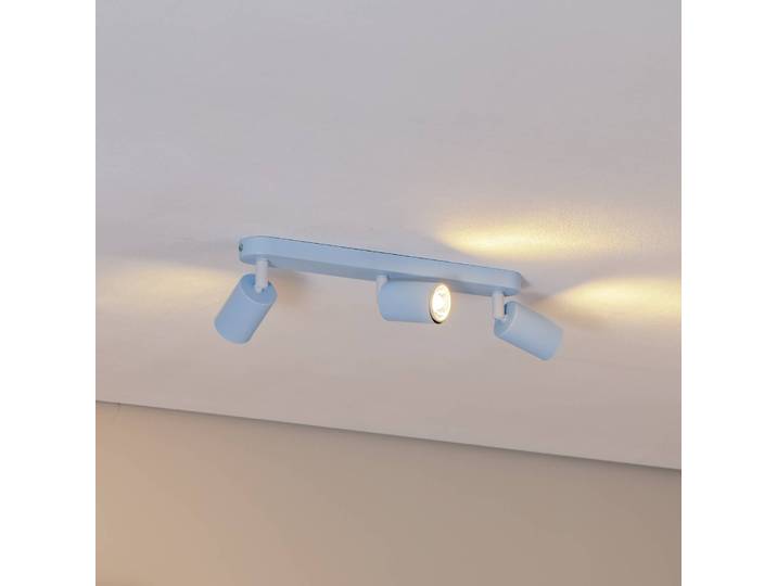 Deckenstrahler Livia, hellblau, 52 cm, 3-flg., Metall, GU10 Livia TK Lighting, dimmbar, blau, für Kinderzimmer, Metall, Strahler