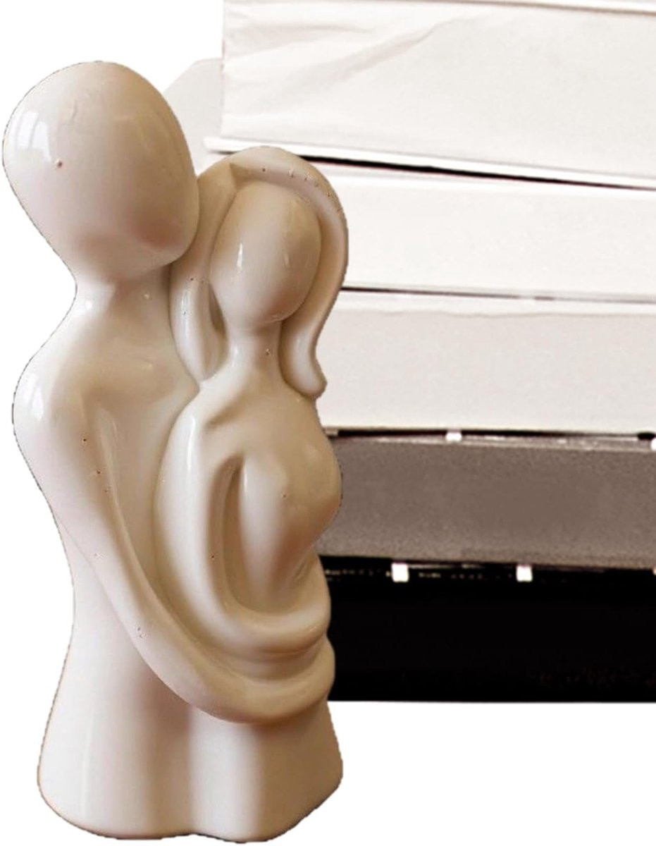 Wit Liefdesbeeld Hars - Abstract Romantisch Paar Figuur Decoratie - Hoogte: 12 cm