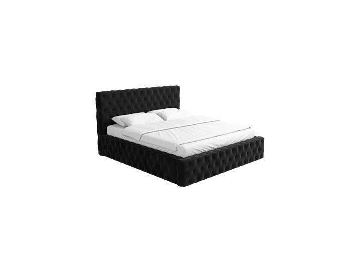 Design Polsterbett „Garbo“ mit Ablagefach, Kunstleder Schwarz BLOOMINGLOFT Collection