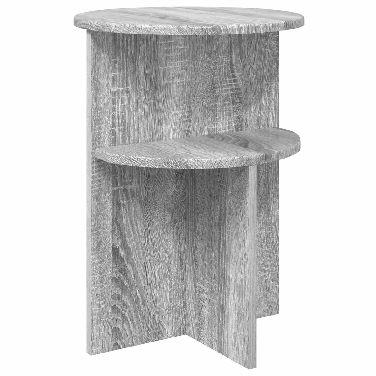 vidaXL Bijzettafel met opslag in Grijs Sonoma - Ø 39,5 x 55 cm - Bewerkt hout