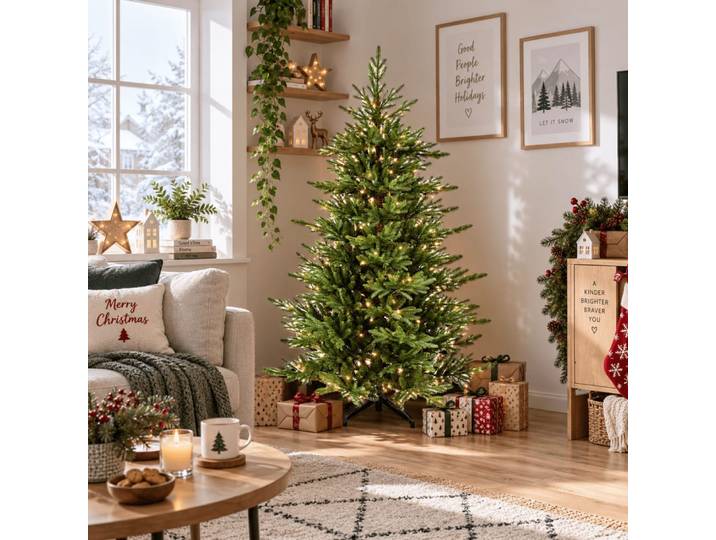 Sapin de noël lumineux en polyéthylène vert 116x116x150 cm