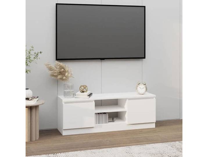Meuble TV avec porte-Armoire TV Blanc 102x30x36 cm