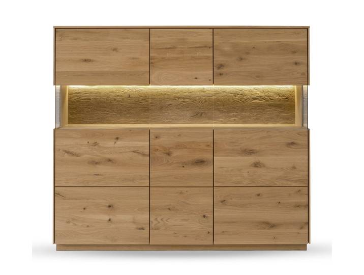 Highboard Stefan aus massiver Wildeiche – Montierte Lieferung – 3%-Vorkasse-Rabatt