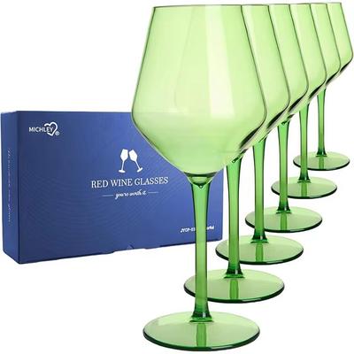 Inspired Finds MICHLEY Unbreakable Tritan Plastic Wine Glass Set Reusable Luxury Glassware For Parties, Outdoor Dining & Everyday Use 6pcs Green
