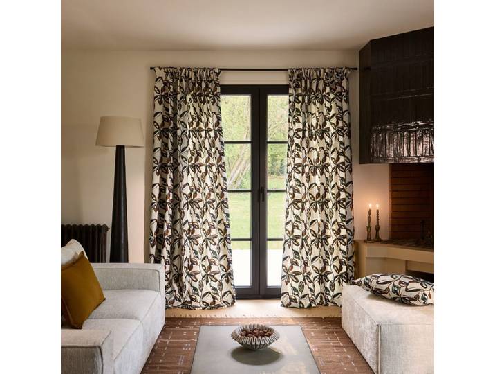 Rideau aux feuillages brodés colorés multicolore 200x285 cm