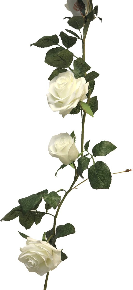 Bellatio Design Kunstbloem Slinger Rozen - Wit - 145 cm - Decoratie voor Bruiloften