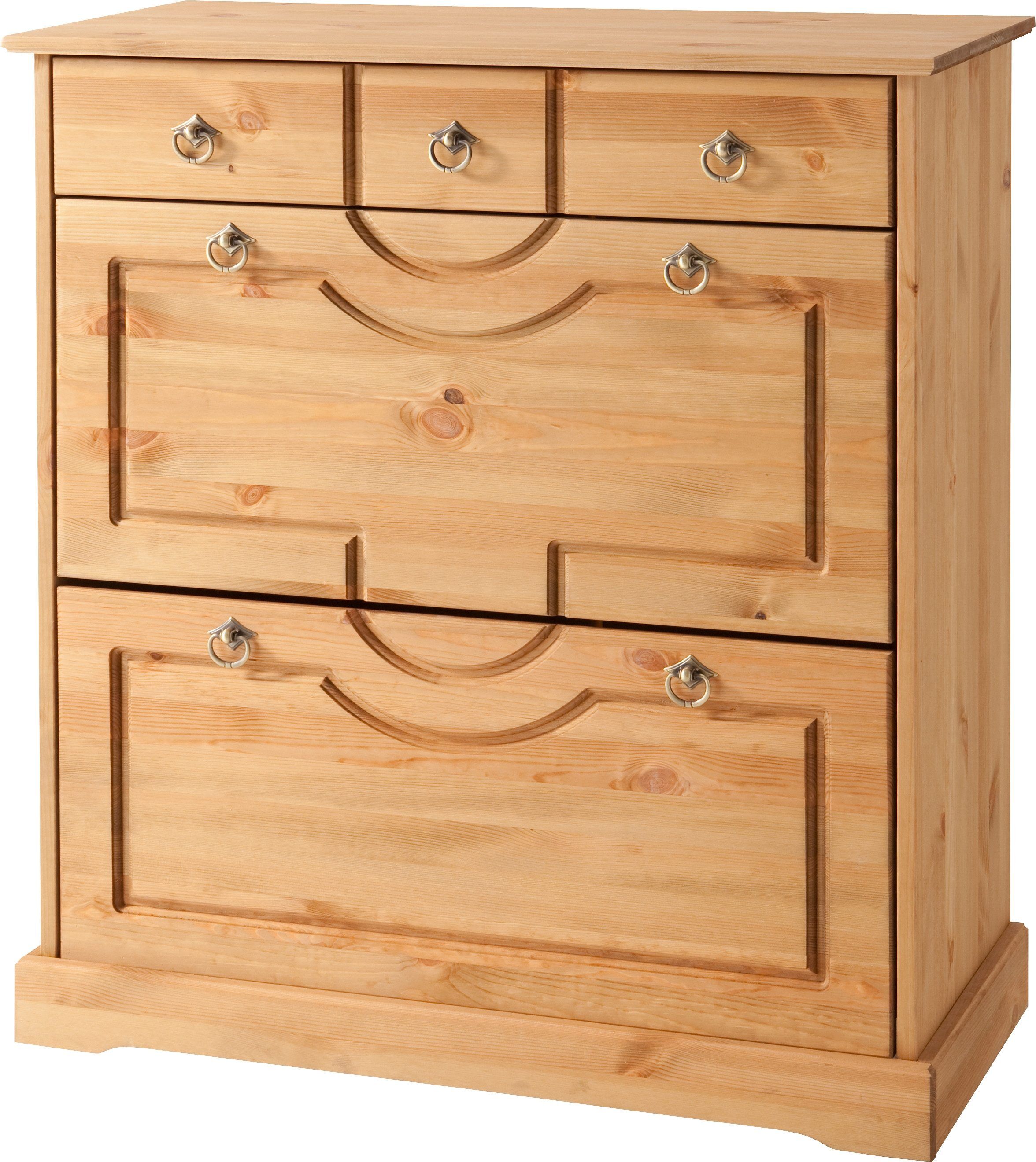 Schuhkommode GOODPRODUCT "Klera, Schuhkipper, Dielenmöbel, Landhausstil", beige (kieferfarben), B:81cm H:93cm T:37cm, FSC-zertifiziertes Massivholz, Sideboards, Schuhkommode, Breite 81 cm, aus massiver Kiefer, FSC-zertifiziert kieferfarben B/H/T: 81cm x 9