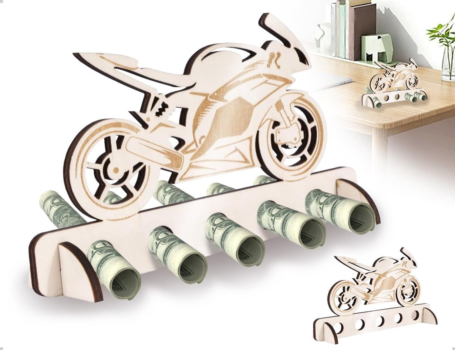Unieke Houten Motor Decoratie en Creatieve Spaarpot voor Volwassenen