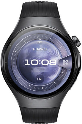 Huawei WATCH 5 (46 mm), cassa in acciaio inox 316L e cinturino nero. Compatibile con iOS e Android e chiamate E-sim