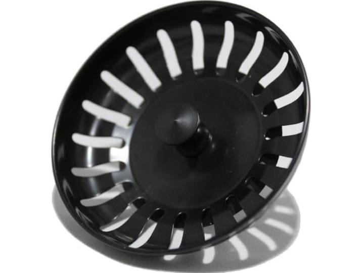 RVS Gootsteen Afvoer Plug Keuken - Geen Verstopping – Spoelbak zeef - Afvoerstopper - Korfplug – Gootsteen zeef - 84mm ZWART