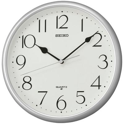 Wanduhr SEIKO, silber (silberfarben), Wanduhren, Ø 28cm, Wanduhr, Quarzuhr, Wohnzimmer, Esszimmer, Arbeitszimmer, Küche