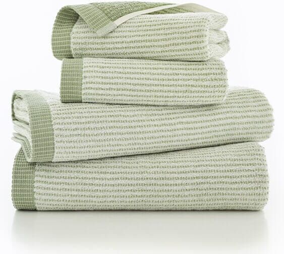 The Lyndon Company Willow Weave Stripe Sage Towel