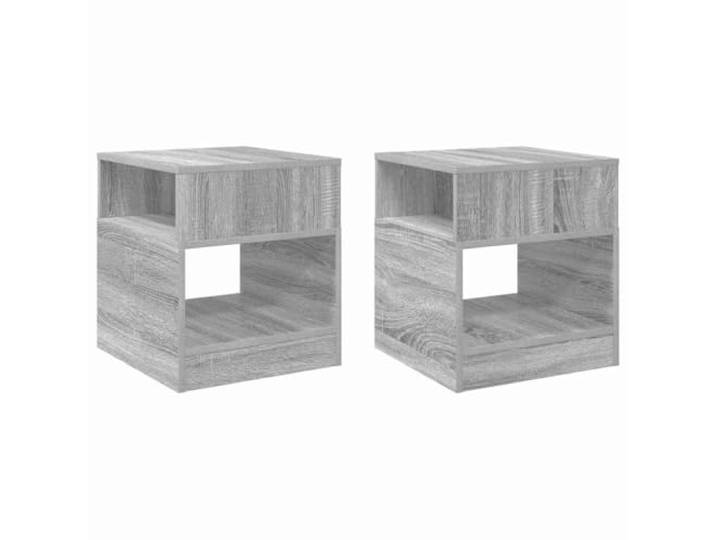 HQWNVXNM Beistelltisch 2er Set, Sofatisch aus Holzwerkstoff, Grau Sonoma Kompakte Nachtschränke fürs Schlafzimmer mit offenen Fächern für Magazine und Dekoration, pflegeleichte Oberfläche.