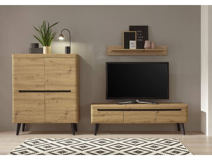 Wohnwand HOME AFFAIRE Torge, Anbauwand, Schrankwand, Mediawand, Wohnzimmer-Set , braun (eiche), B:287cm H:170cm T:40cm, Holzwerkstoff, Kastenmöbel-Sets, Wohnwand