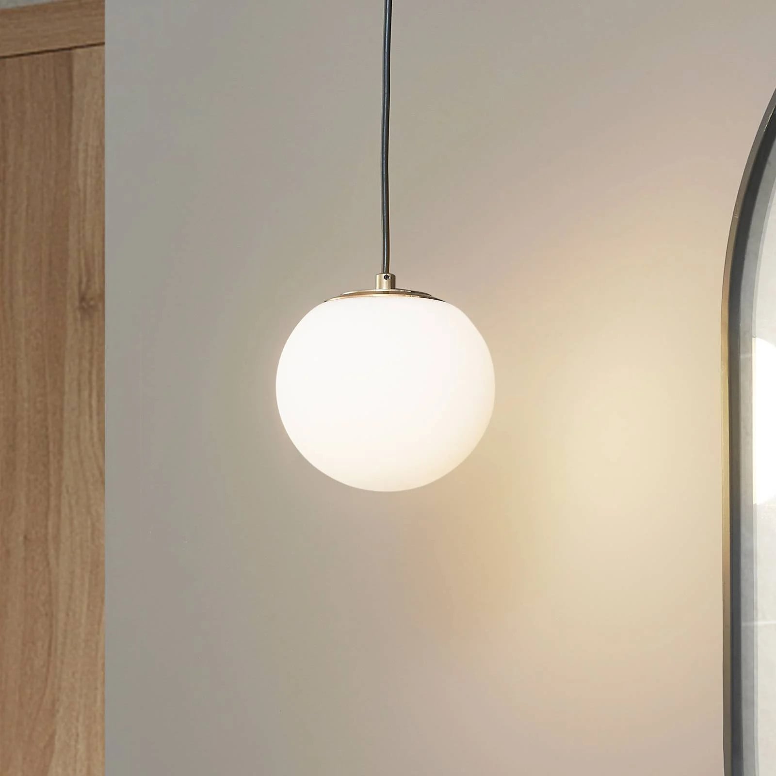 Lucande Bidolo Hanglamp - Geel Glas en Messing - IP44 Badkamer - Dimbaar