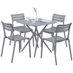 CLP Gartenmöbel-Set Vela mit 4 Stühlen   Farbe: grau