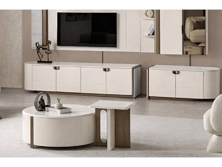 JVmoebel TV-Wand Designer Wohnzimmer Panorama TV Submodul Couchtisch Beistelltisch, (7-St), Made in Europa