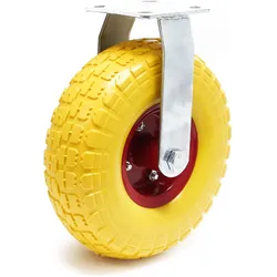 Wiltec, Möbelrollen, Bockrolle 258x78mm Transportrolle Metallfelge pannensicher 150kg gelb