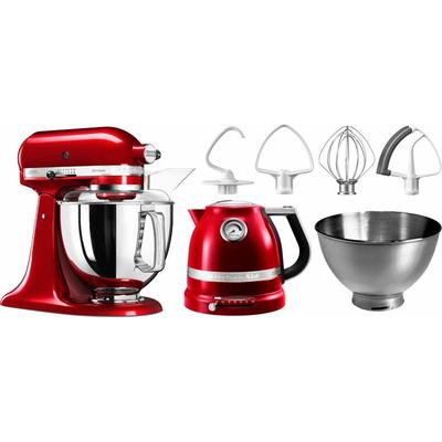 KITCHENAID Küchenmaschine "5KSM175PSECA LIEBESAPFEL-ROT", rot (liebesapfel, rot), B:22,1cm H:35cm T:35,8cm, Küchenmaschinen, Gratis Wasserkocher, 2. Schüssel, Flexirührer (Wert ca. 347,-UVP), Küchenmaschine