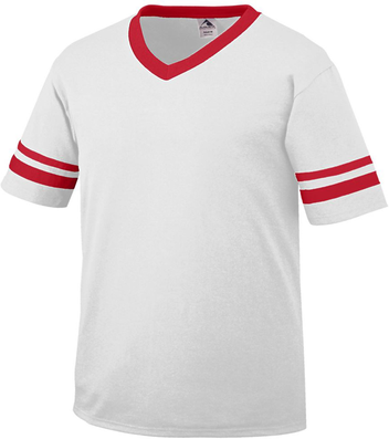 Augusta Sportswear 360 Athletic Sleeve Stripe Jersey T-Shirt in White/Red size 3XL   Cotton Polyester