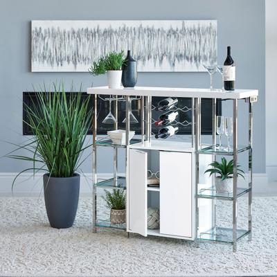 Coaster Gallimore 2-door Bar Cabinet Wine Storage White High Gloss