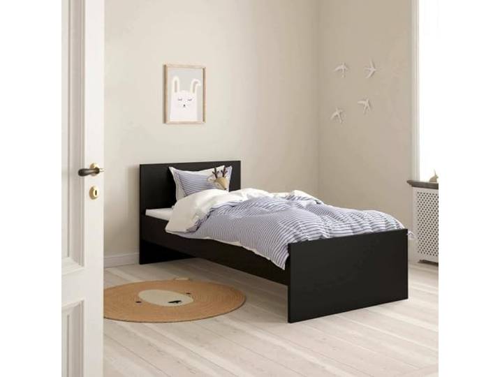 Dmora Bettgestell, Farbe Schwarz matt, 96 x 80 x 196,6 cm
