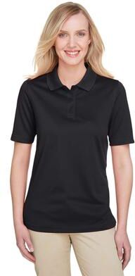 Harriton M348W Women's Advantage Snag Protection Plus Polo Shirt in Black size XS   Polyester